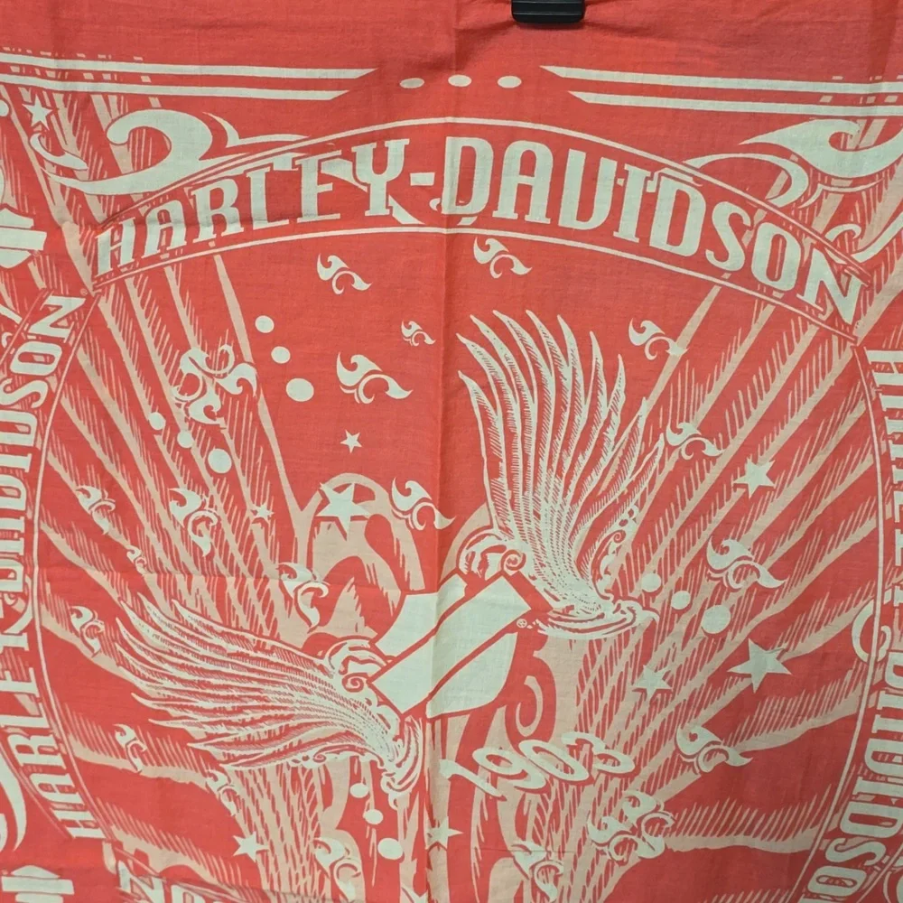 Harley-Davidson Pink / Coral Bandana with White Design - Picture 2 of 8